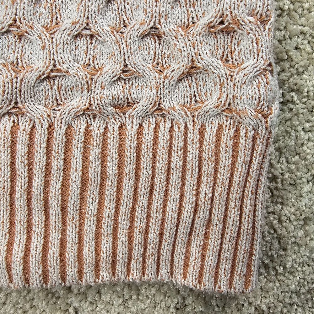 Knox Rose Chunky Knit Mock Turtleneck Sweater XL Cream Peach Boho Cozy - Picture 4 of 10